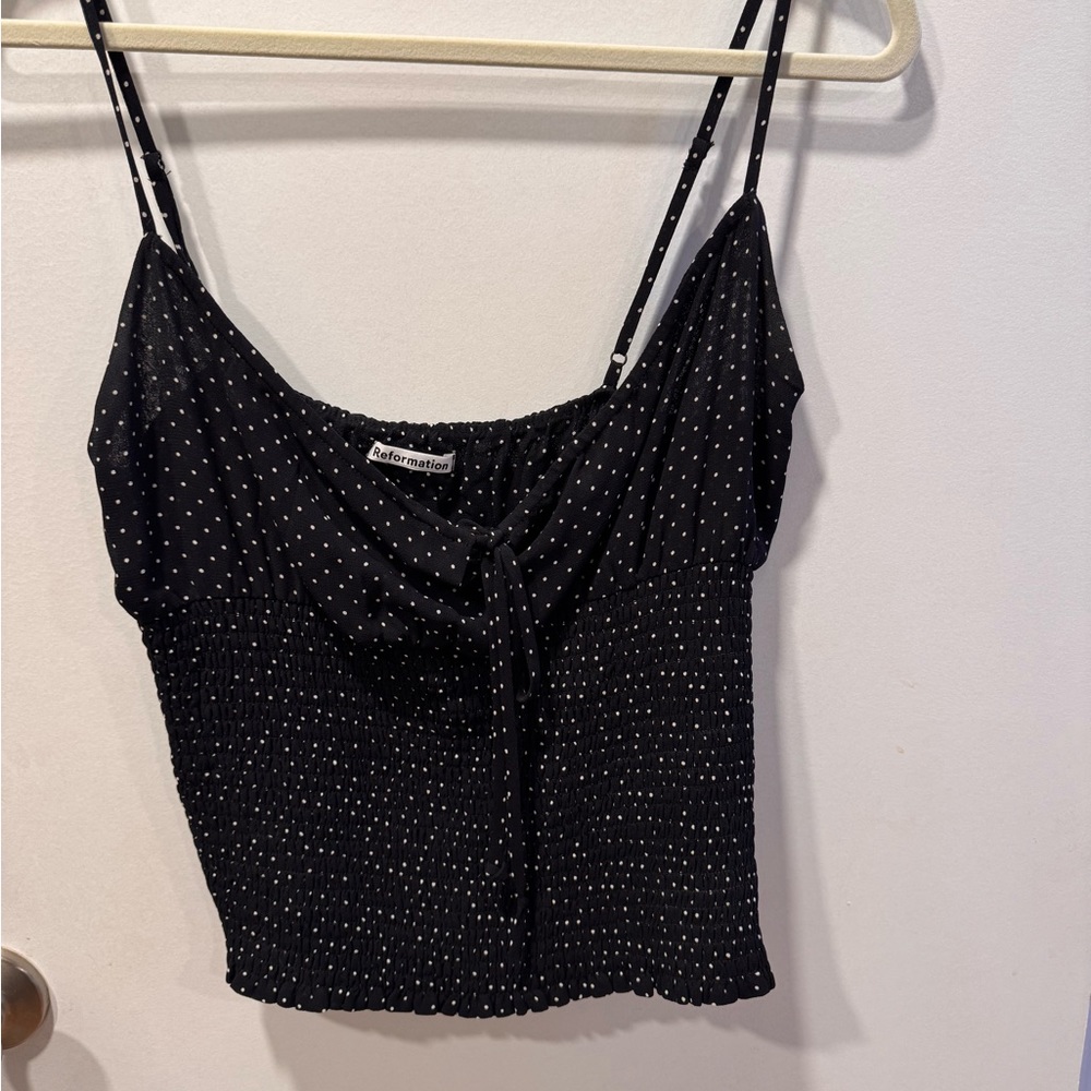 Reformation Black and White Tie Front Camisole